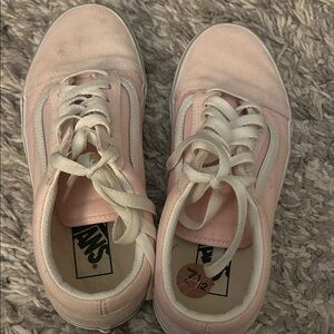 Vans Women's Light Pink and White Sneakers